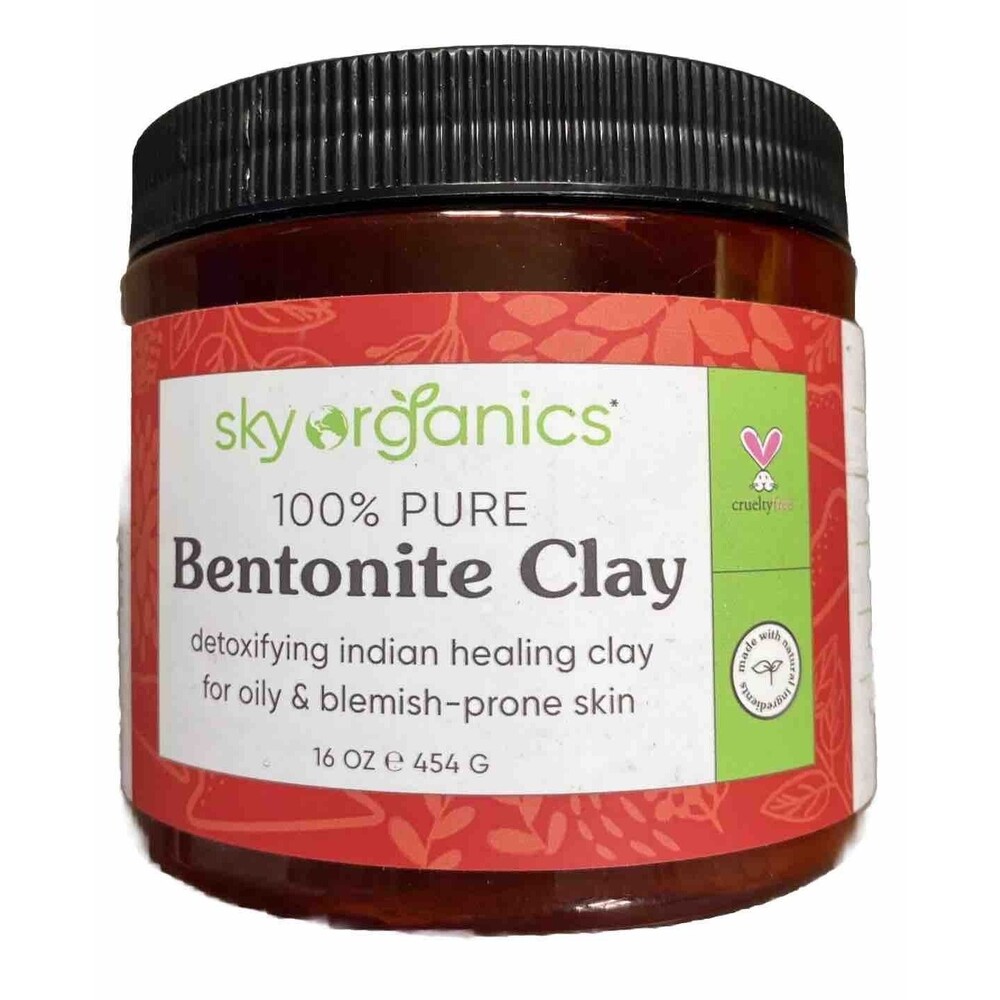 Sky Organics 100% Pure Natural Indian Healing Clay Bentonite 16oz Oily Blemish